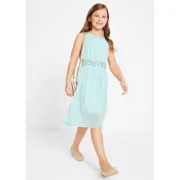 Bonprix Chiffon meisjes jurk met paillettenband maat 140