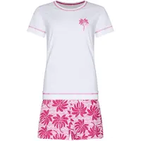 Rebelle Roze palmbomen shortama katoen | Maat 46