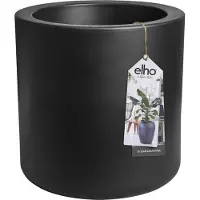 Elho Pure Cilinder Wheels 50 - Zwart - L 50 x B x H 50 cm - Balkon, Binnen en Buiten - 100% gerecycled kunststof kunststof