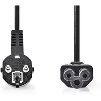 Nedis Stroomkabel - Type F (CEE 7/7) Male - IEC-320-C5 - Gehoekt - Recht - Vernikkeld - 3.00 m - Rond - PVC - Zwart - Label