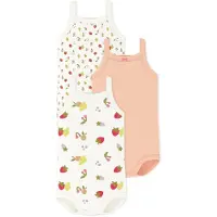 Petit Bateau Set van katoenen body's met bandjes Meisjes Rompertje - Oranje + Groen + Wit/Geel