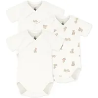Petit Bateau Set van katoenen babyrompertjes met print en korte mouwen Unisex Rompertje - Wit/Bruin + Wit/Bruin + Wit/Bruin