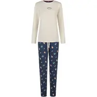 Happy Shorts Pyjama 'Christmas' beige / donkerblauw / groen / offwhite