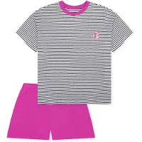 Schiesser Nachtkledij ' Teens Nightwear ' pink / zwart / wit