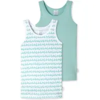 Schiesser Onderhemd 'Fine Rib' turquoise / jade groen / wit
