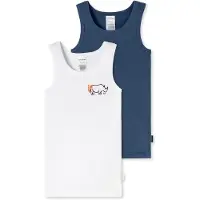 Schiesser Onderhemd ' Fine Rib ' donkerblauw / wit