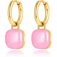 Deja Jewels Oorringen Goudkleurig Met Lichtroze Acryl Hanger