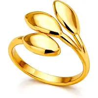 LGT JWLS Dames Ring One Size Goudkleurig Drie Bladeren