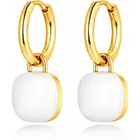 Deja Jewels Oorringen Goudkleurig Met Witte Acryl Hanger