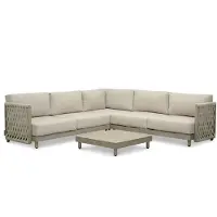 LUX outdoor living Mendoza hoek loungeset 5 personen | aluminium + touw | beige | 4-delig - 266x266cm