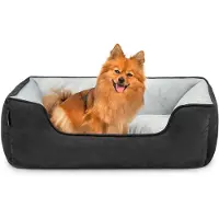 Lionto Hondenbed omkeerbaar, zacht & comfortabel 80x60 cm zwart/grijs