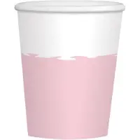 Amscan Feestbekers 250 Ml Karton Roze/wit 8 Stuks