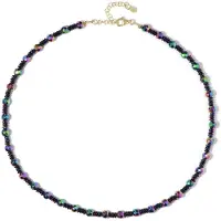 Cavill - Zilveren Halsketting - 925 Sterling Zilver Verguld - Mystieke Paarse Hematiet 125.6 ct - Verstelbare Luxe Halsketting 45-50 cm