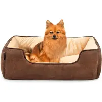 Lionto Hondenbed omkeerbaar, zacht & comfortabel 80x60 cm bruin/beige