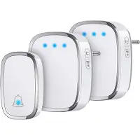 Mira Draadloze Deurbel met 2 Ontvangers – Deurbelset Voor Buiten - Beldrukker – Wit - ‎19cm x 9cm x 9cm