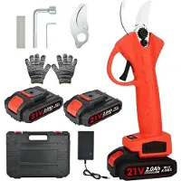 Mira Elektrische Snoeischaar Incl. Opbergkoffer, 2 Accu’s en Meer - Professioneel Heggenschaar op Batterij - Draadloos Elektrisch Takkenschaar - Rood/Zwart - 28cm x 6cm x 10cm