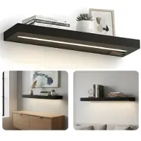Cheqo Wandplank Met LED Verlichting - Wandplank Met Verlichting - Wandplank Met Licht - Wandplank Zwart Met LED Verlichting - Wandplank Zwart