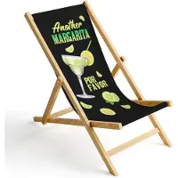 Ferocity - Opklapbare ligstoel - Houten - strandstoel met afneembare hoes - 120 x 58 x 45 cm - Birke - Margarita