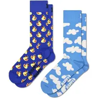 Happy socks Sokken kobaltblauw / azuur / geel / wit