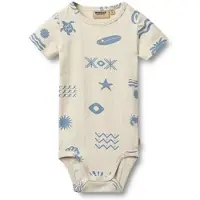 Wheat romper ecru Jongens Stretchkatoen Ronde hals All over print - maat 56