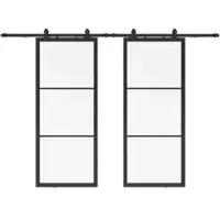 Inova complete glazen dubbele schuifdeur - 176x203 - veiligheidsglas - décor Loftstyle - zwart