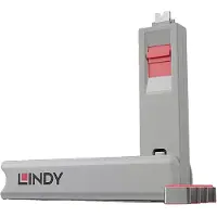 Lindy USB Type C-poortblokkering - - Kit met sleutel en 4 sloten - Roze kleur - 2 jaar garantie