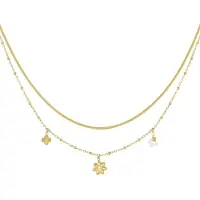 Yehwang Ketting Layered Flowers - Goudkleurig - Kleurvast Stainless Steel