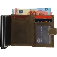 Hide & Stitches Idaho Safety Wallet - 100% Leer - Olijfgroen