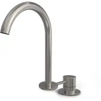Hotbath Buddy B123H Wastafelkraan 2-gats Hoog - Geborsteld Nikkel - Zonder Waste - Messing - Kranen, Wastafelkranen, Opbouw Wastafelkranen