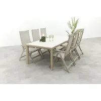 Hartman Napoli/Kings verstelbare tuinset voor 6 personen 220x100 cm. - Latte