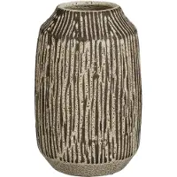 Mica Decorations Aruna Vaas Rond Bruin - Retro Design Blikvanger