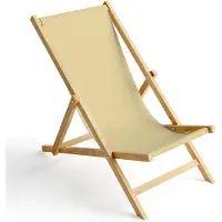 Ferocity - Opklapbare ligstoel - Houten - strandstoel met afneembare hoes - 120 x 58 x 45 cm - Birke - Beige