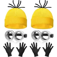 LONGZIMING -Cosplay Kostuum – Set met Gele Mutsen – Brillen en Handschoenen – Verkleedset – voor Carnaval, Halloween en Themafeesten