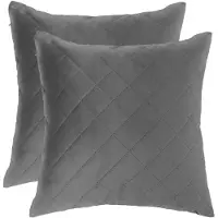 Ferocity - Set fluwelen kussens - 2 kussens met hoes - bankkussen voor de woonkamer, slaapkamer - 45 x 45 cm - Velvet - Gequilt grijs