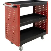 TRUTZHOLM - Werkplaatswagen - Gereedschapswagen - 3 Etages - Staal - 70 x 39 x 79 cm - Belastbaar tot 300 kg - Verrijdbaar - Rood