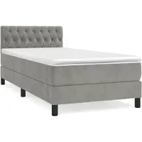 Syfax Boxspring met matras fluweel lichtgrijs 90x200 cm