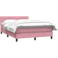 vidaXL Boxspring met matras fluweel roze 160x210 cm