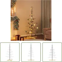 The Living Store Kerstboom, metalen constructie met houten voet, zwart, 150 cm