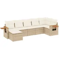 vidaXL 7-delige Loungeset met kussens poly rattan beige