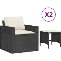 vidaXL 4-delige Loungeset met kussens poly rattan zwart