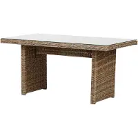 Ebuy24 Gram tuintafel 142 x 76 cm, met glasplaat, naturel.