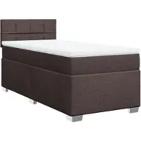 vidaXL Boxspring met matras stof donkerbruin 90x200 cm
