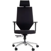 Stema Ergonomische draaibare bureaustoel ZN-805-C, verstelbare armleuningen, hoofdsteun, aluminium onderstel, verschuifbare zitting (voor-achter), zwart
