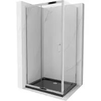 Mexen Apia schuifdouchecabine 120 x 100 , transparant, chroom + vlakke douchebak, zwart - 840-120-100-01-00-4070