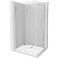 Mexen Lima vouwwand douchecabine 110 x 70 , transparant, chroom + douchebak Flat - 856-110-070-01-00-4010