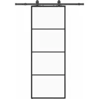 vidaXL Schuifdeur met beslagset 76x205 cm ESG glas zwart
