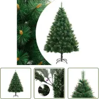 The Living Store Kerstboom - Kunstkerstboom - Kunstkerstboom met scharnieren en standaard 240 cm - Kerst Decoratie - Pvc Kerstboom - Groene Kerstboom