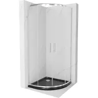 Mexen Rio douchecabine halfcirkel 90 x 90 , transparant, chroom + platte douchebak, zwart - 863-090-090-01-00-4170