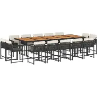 vidaXL 15-delige Tuinset met kussens poly rattan zwart