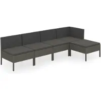 vidaXL 5-delige Loungeset met kussens poly rattan grijs